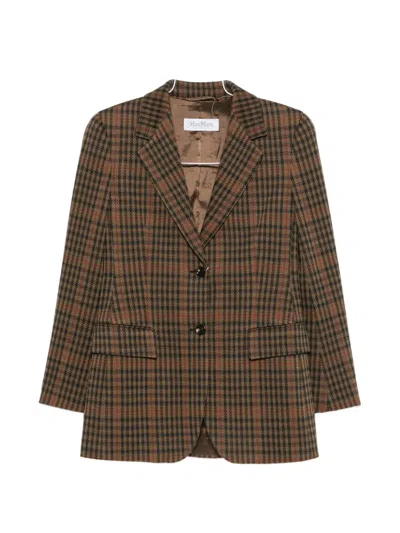 Max Mara Check-pattern Blazer In Brown