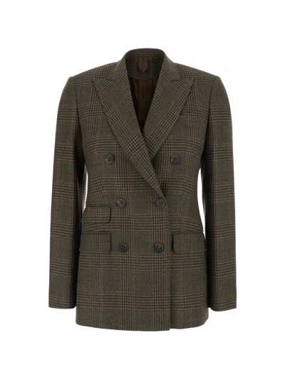 MAX MARA CHECK-PATTERN DOUBLE-BREASTED JACKET