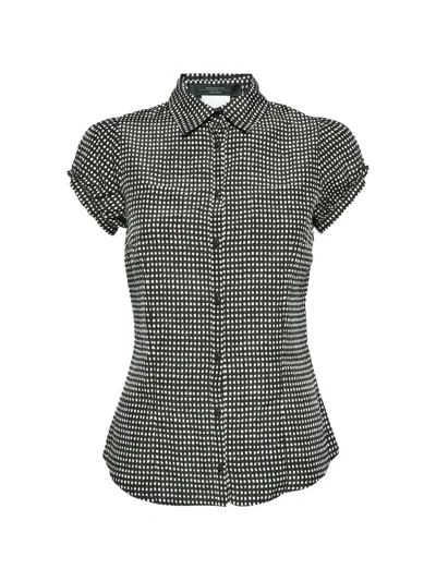 Pre-owned Max Mara Check-pattern Puff-sleeve Blouse In Black