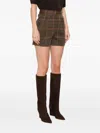 Max Mara Check-pattern Shorts In Brown