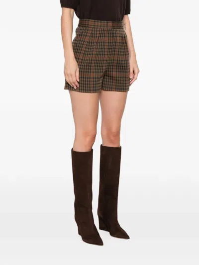 Max Mara Check-pattern Shorts In Brown