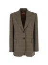 Max Mara Check-pattern Single-breasted Blazer In Brown