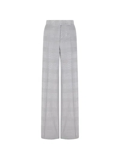 Max Mara Check-pattern Trousers In Gray