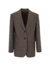 Max Mara Check-pattern Single-breasted Blazer In Brown