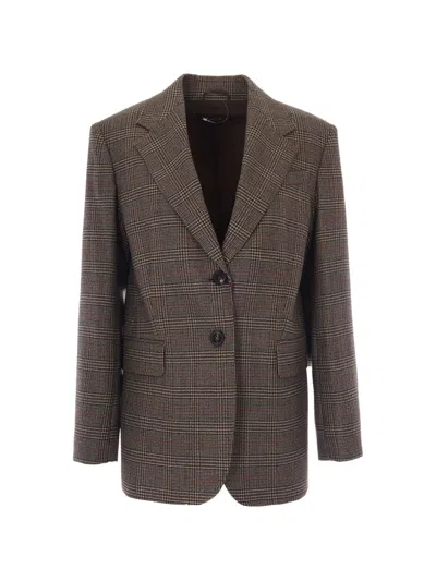 MAX MARA CHECK-PATTERN WOOL BLAZER