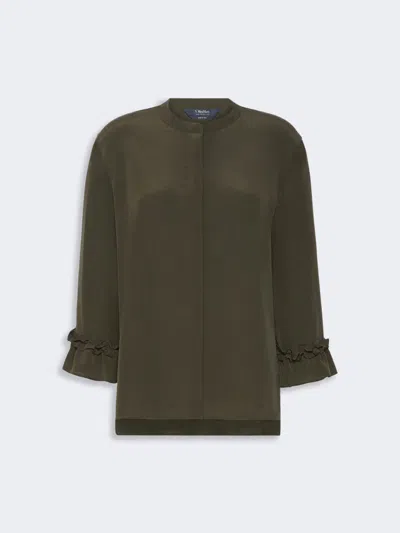 Max Mara Chemise En Crêpe De Chine De Soie In Green