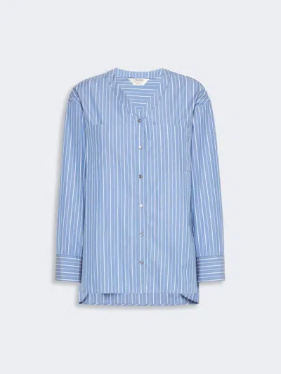 Max Mara Chemise En Popeline De Coton À Rayures In Azure