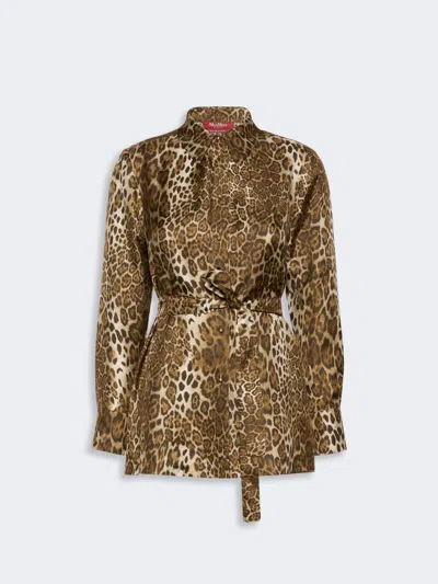 Max Mara Chemise En Sergé De Soie Imprimée In Brown