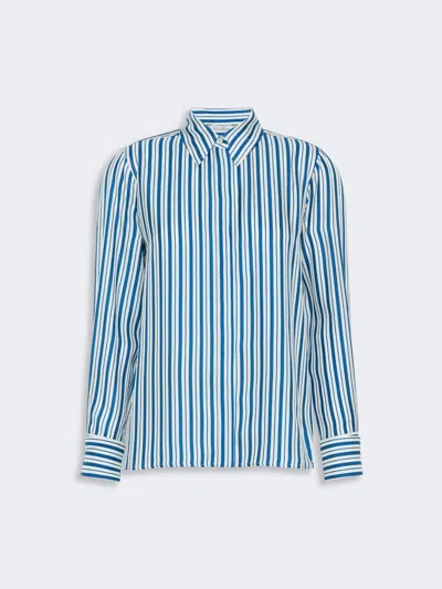 Max Mara Chemise En Soie Imprimée À Rayures In Blue