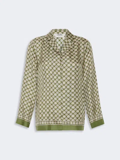 Max Mara Chemise En Soie Imprimée In Green
