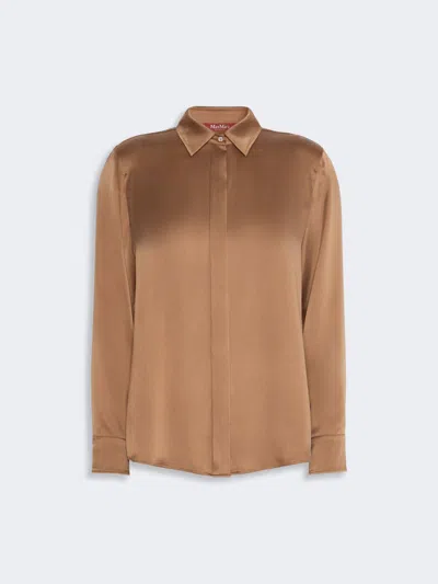 Max Mara Chemise Masculine En Satin De Soie In Cuir De Vache