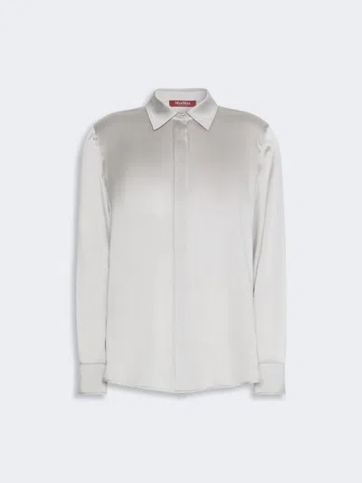 Max Mara Chemise Masculine En Satin De Soie In Gris Perle