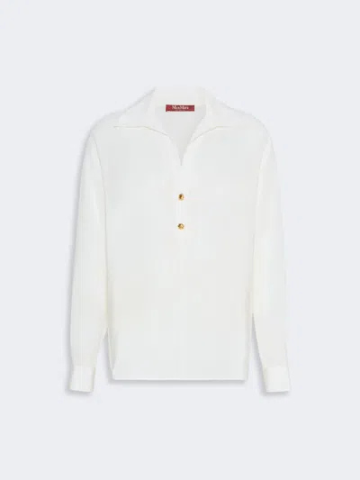 Max Mara Chemise Polo En Crêpe De Chine In White