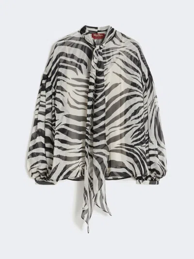 Max Mara Chemisier En Mousseline De Soie Imprimée In Black