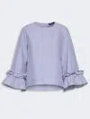 Max Mara Chemisier En Popeline Avec Ruches Et Volants In Blue