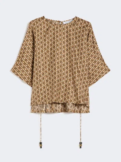 Max Mara Chemisier En Soie Imprimée In Brown