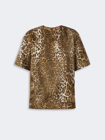 Max Mara Chemisier En Soie Imprimée In Brown