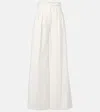 Max Mara Chenzia Wide Trousers In White Pinstriped Jacquard Cotton In White