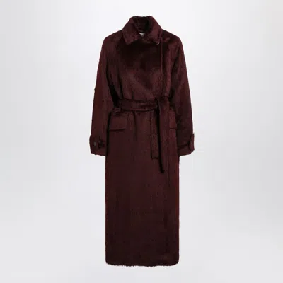 Max Mara Cherrycolored Alpaca And Wool Coat In Burgundy