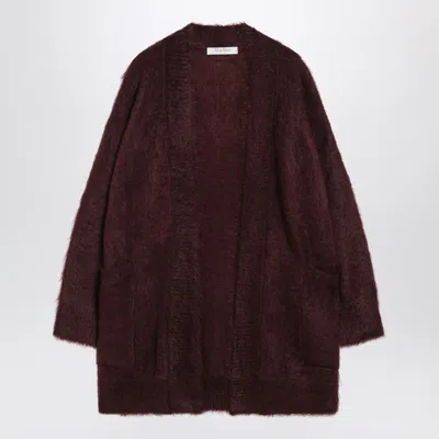 Max Mara Cherry-colored Shaved Cardigan In Red