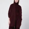 Max Mara Cherry-colored Shaved Mohair Cardigan In Burgundy
