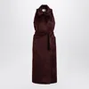 Max Mara Cherry-colored Sleeveless Coat In Alpaca And Wool In Brown