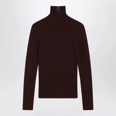 MAX MARA MAX MARA CHERRY-COLORED TURTLENECK IN WOOL AND CASHMERE BLEND