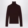 Max Mara Cherry-colored Turtleneck In Wool And Cashmere Blend In Burgundy