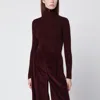 Max Mara Cherry-colored Turtleneck In Wool And Cashmere Blend In Burgundy