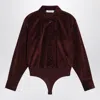 Max Mara Cherry-colored Velvet Shirt-body In Burgundy