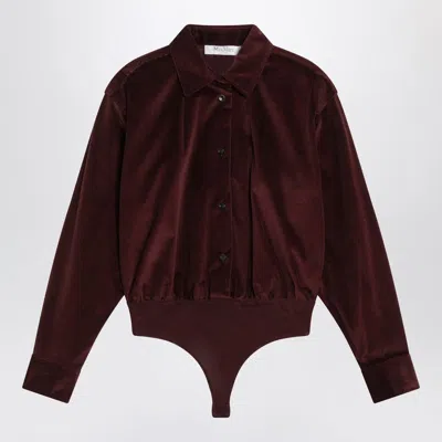 MAX MARA CHERRY-COLORED VELVET SHIRT-BODY