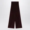 Max Mara Cherry-colored Wide-leg Trousers In Velvet In Red