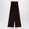 Max Mara Cherry-colored Wide-leg Trousers In Velvet In Animal Print