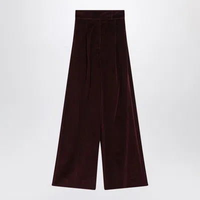 MAX MARA CHERRY-COLORED WIDE-LEG TROUSERS IN VELVET