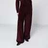 Max Mara Cherry-colored Wide-leg Trousers In Velvet In Burgundy