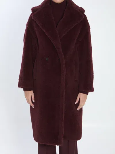 MAX MARA MAX MARA CHERRY RED ALPACA VICUGNA TEDGIRL COAT