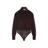 Max Mara Fertile Long-sleeved Bodysuit Shirt In Burgundy
