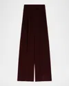 Max Mara Cherry-colored Wide-leg Trousers In Velvet In Brown