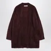 Max Mara Cherrycolored Shaved Mohair Cardigan In Brown