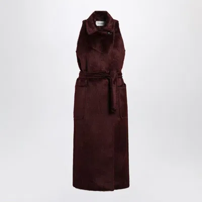 Max Mara Cherrycolored Sleeveless Coat In Alpaca And Wool In Brown