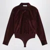 Max Mara Cherry-colored Velvet Shirt-body In Burgundy