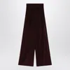 Max Mara Cherrycolored Wideleg Trousers In Velvet In Burgundy