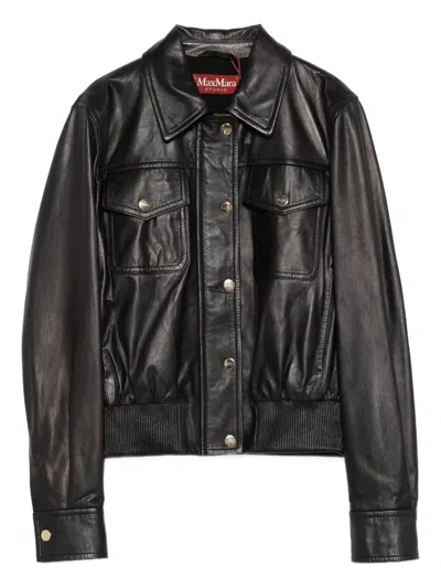 Max Mara Chest-pocket Button-fastening Jacket In Black