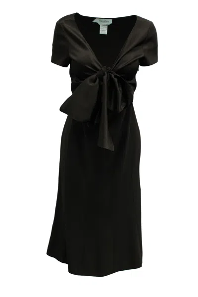 Max Mara Chest-tie Midi Dress In Brown Polyester