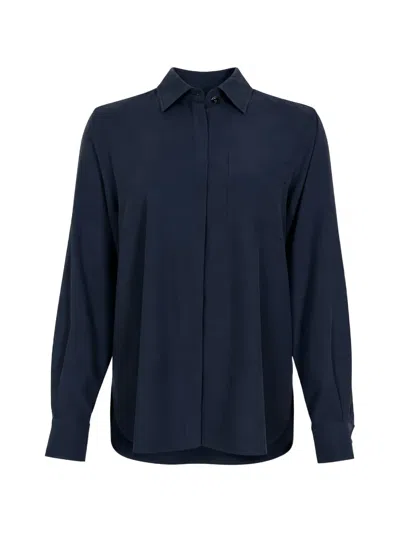 Max Mara Chest-pocket Concealed-fastening Shirt In Blue