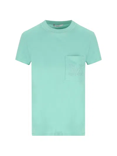 Max Mara Chest-pocket Embroidered-logo T-shirt In Green
