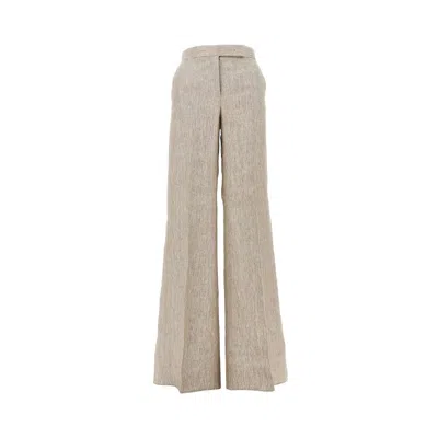 Max Mara Chevron Linen Batavia Pants In Neutral