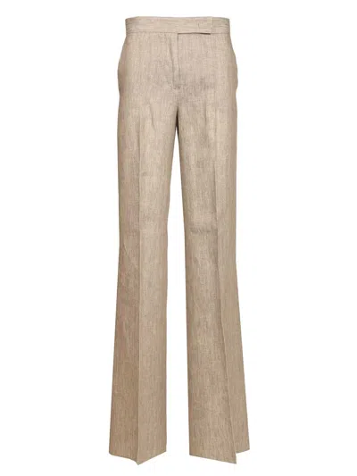 Max Mara Chevron Linen Batavia Trousers Beige In Neutral