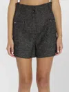 Max Mara Chevron Pattern High Waist Shorts In Gray