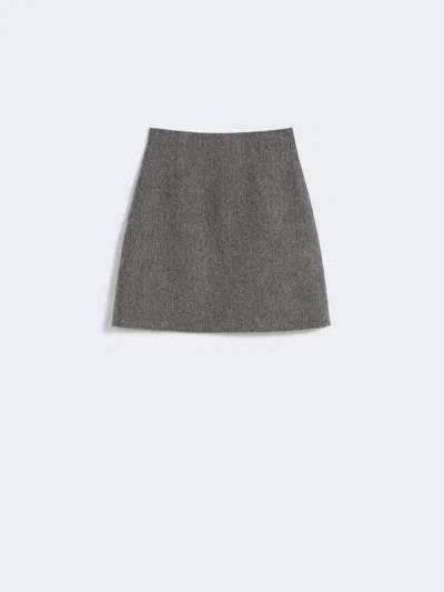 Max Mara Chevron Wool Skirt In Gold